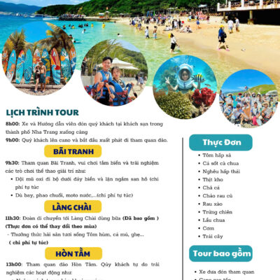 Tour 3 Đảo Vip - Bãi Tranh - Làng Chài - Hòn Tằm