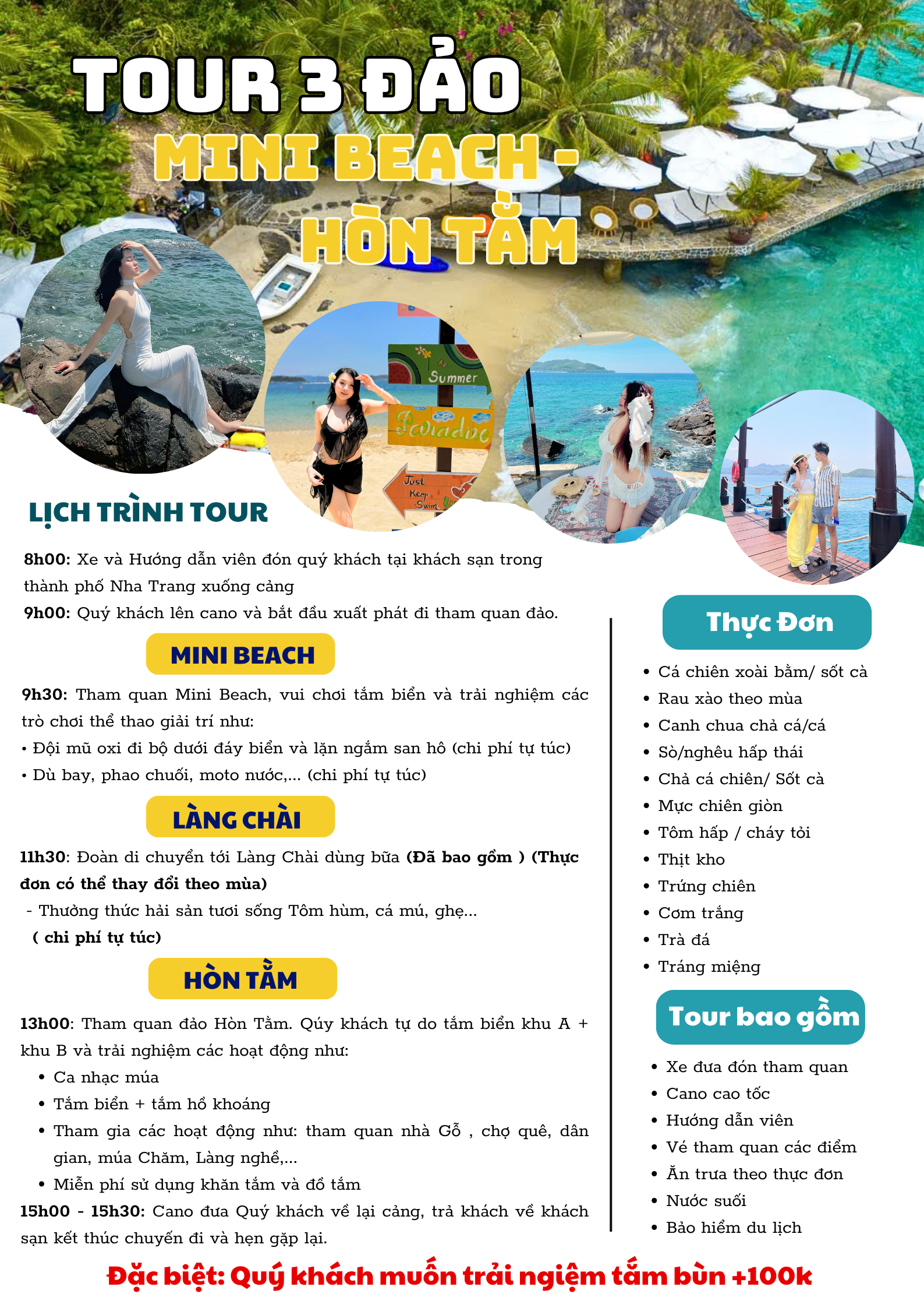 TOUR 3 ĐẢO : MINIBEACH - LÀNG CHÀI - HÒN TẰM ( BIỂN A + B ) TOUR 3 ĐẢO : MINIBEACH - LÀNG CHÀI - HÒN TẰM ( BIỂN A + B )